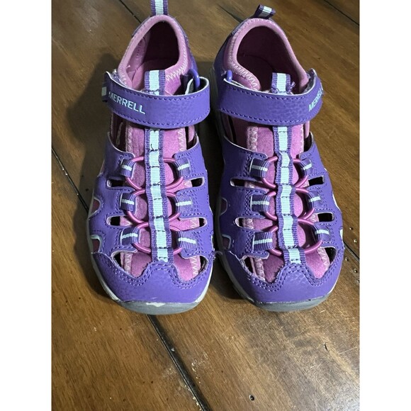 Merrell Size 2M Girls Purple Pink Hook And Loop Hiking Sandal - Picture 5 of 8